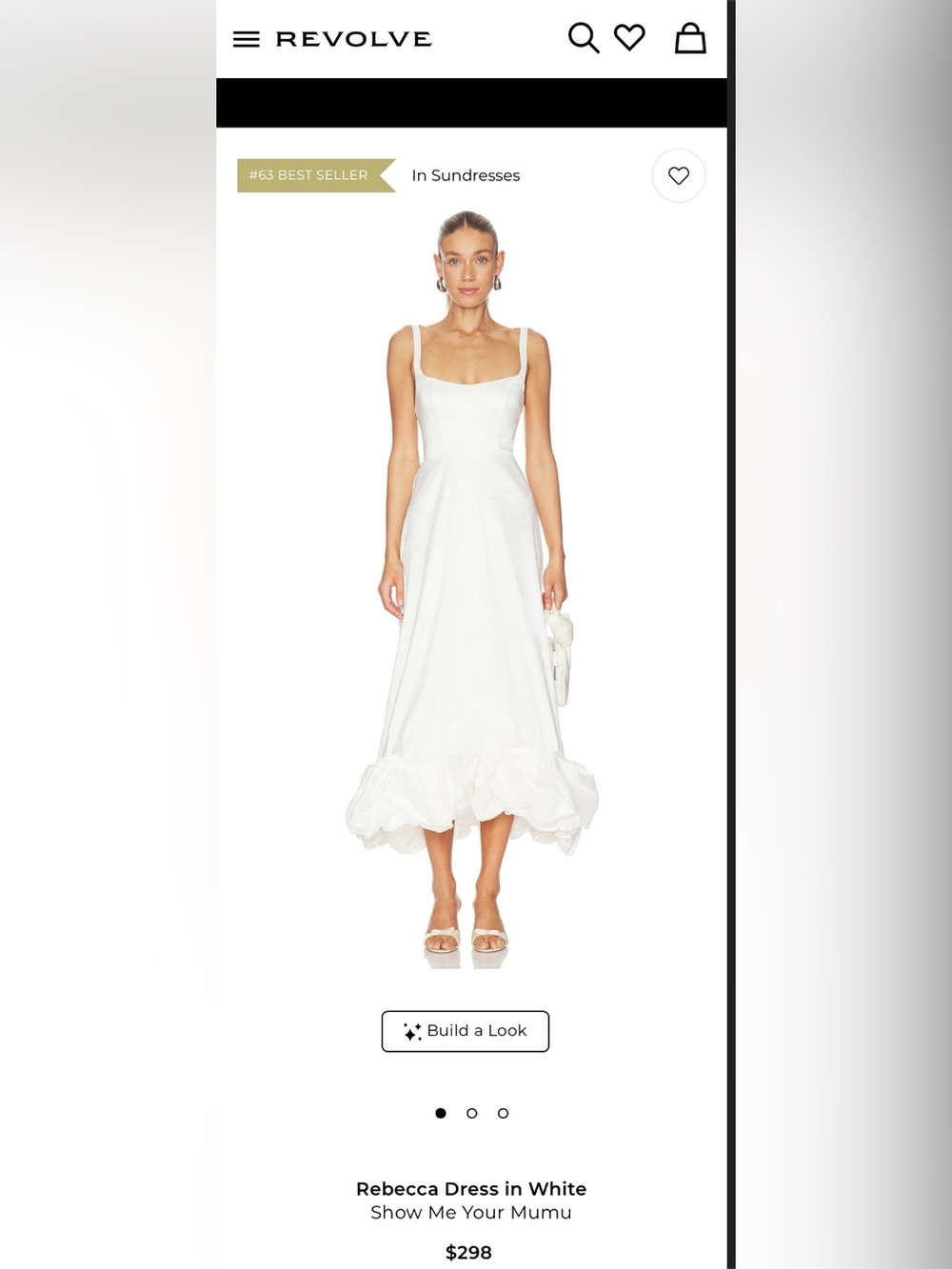 Show Me Your MuMu White Satin Ruffle-Hem Midi Dress